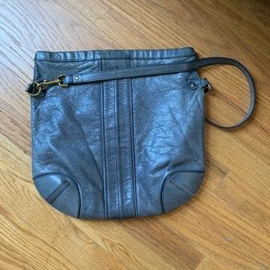 Minimal Soft leather gray bag with brass details